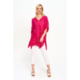 Linen-Like Tunic in Raspberry