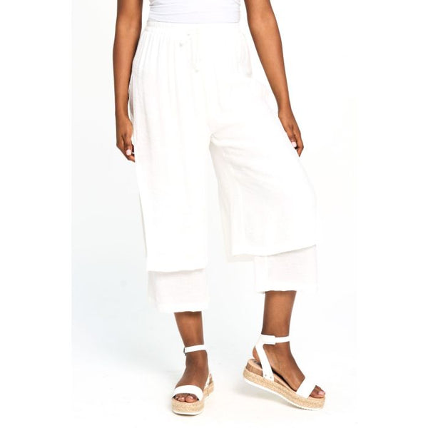 Double Layered Flow Culottes in Ivory
