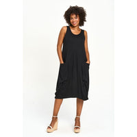 Double Pocket Stretch Dress in Black