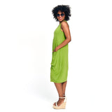 Double Pocket Stretch Dress in Lime