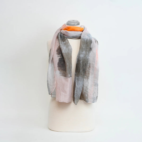 Lightweight Abstract Scarf - Grey