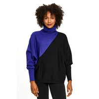 Colour Block Turtleneck Sweater in Indigo