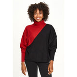 Colour Block Turtleneck Sweater in Red