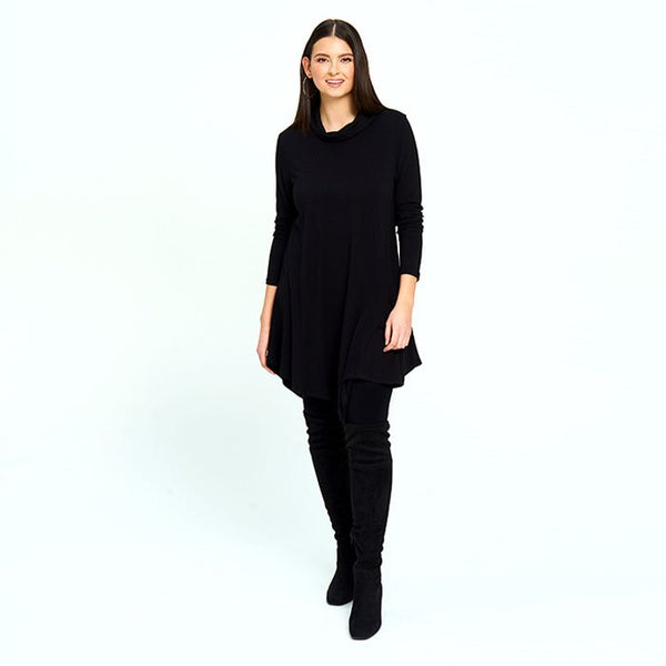 Asymmetric Detail Tunic in Black