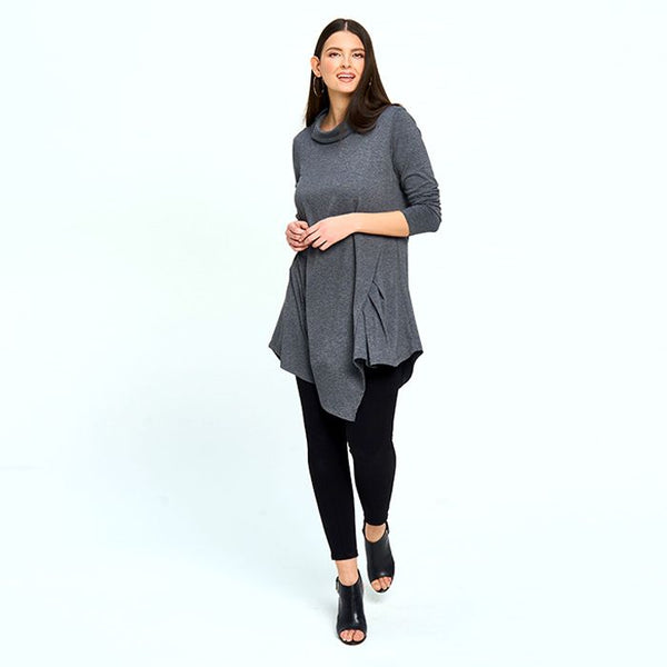 Asymmetric Detail Tunic in Grey