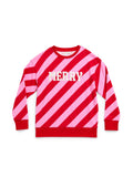 Merry Stripe Classic Sweatshirt -  Pink