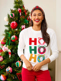 Ho Ho Ho Bows Classic Sweatshirt -  Ivory