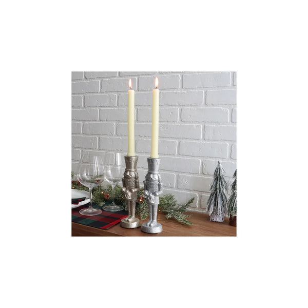 Shimmer Nutcracker Candle Holder Silver