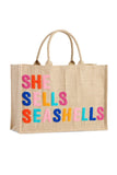 Beach Bag "She Sells Seashells" Natural