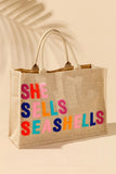 Beach Bag "She Sells Seashells" Natural