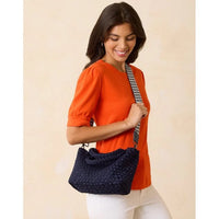 Brandon Small Woven Tote - Navy