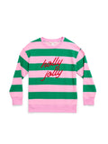 Holly Jolly Striped Classic Sweatshirt - Pink