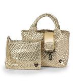 Brandon Small Woven Tote - Gold