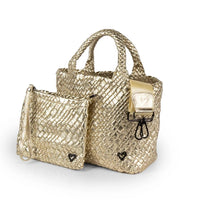 Brandon Small Woven Tote - Gold