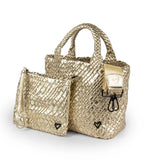 Brandon Small Woven Tote - Gold