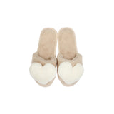 Heart Plush Slippers - Tan