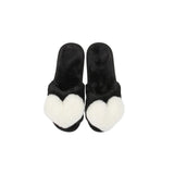 Heart Plush Slippers - Black