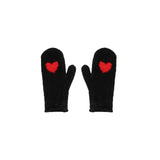Heart Mittens -  Black W/Red