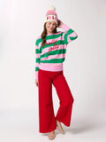 Holly Jolly Striped Classic Sweatshirt - Pink