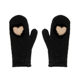 Heart Mittens -  Black W/Cream