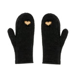 Heart Mittens -  Black W/Cream