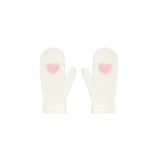 Heart Mittens -  Cream W/Pink
