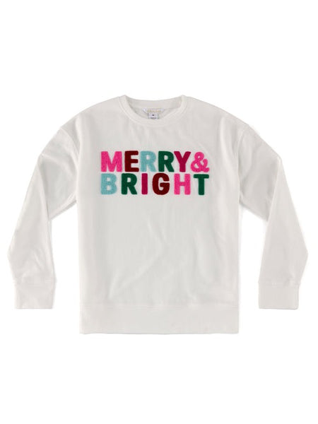 Merry & Bright Holiday Sweatshirt - White