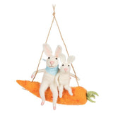 Bunnies on Carrot Swing Ornament