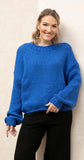 Mock Neck Loose Knit Sweater - Royal