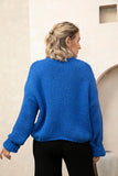 Mock Neck Loose Knit Sweater - Royal