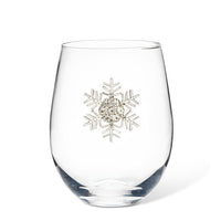 Stemless Wine Glass with Jeweled Snowflake