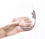 Stemless Wine Glass with Jeweled Snowflake