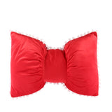 Velvet Bow Shaped Cushion Red