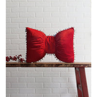 Velvet Bow Shaped Cushion Red