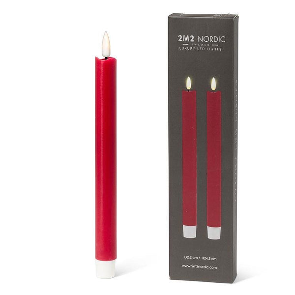 LED Taper Candle (Set of 2) - Red