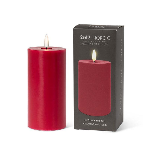 LED Pillar Candle - Red 3x6"H