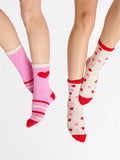 Candy Heart Socks - Ivory