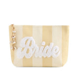 Pouch "Bride" Stripe Zip w/Shells Natural