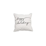 Happy Holiday Script Cushion Cream/Black - 18x18