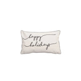 Happy Holiday Script Cushion Cream/Black - 12x20