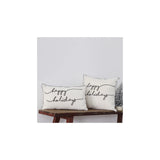 Happy Holiday Script Cushion Cream/Black - 18x18