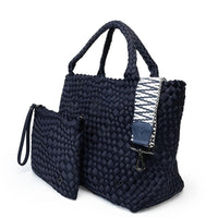 London Large Woven Tote - Navy