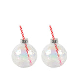 Snowflake Glass Ball Drink Ornament Set Of 2 -  Pearl