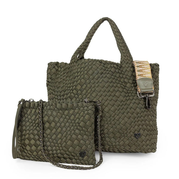 London Large Woven Tote - Olive