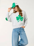Shamrock "Lucky" Relaxed Sweatshirt - Grey