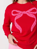 Pearl Bow Classic Sweatshirt -  Red
