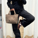 Brandon Small Woven Tote - Buff