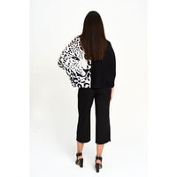 Animal Print Contrast Plissé Top