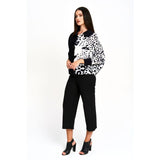 Animal Print Contrast Plissé Top