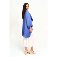 Plissé Oversized Open Front Cardigan in Periwinkle